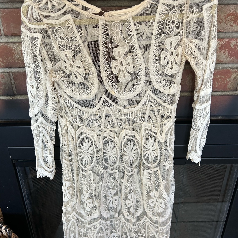 Free People - Elegant Cream Lace Dress
